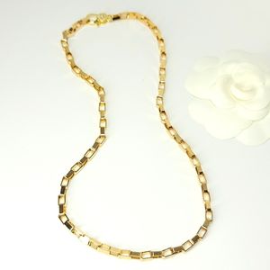 NEW 18K Gold Box Chain Choker Necklace